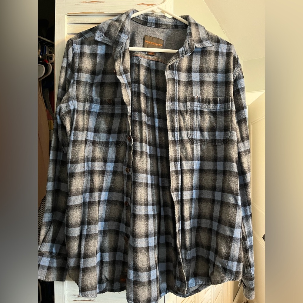Northwest Territory Blue and Black Plaid Button-Up Shirt